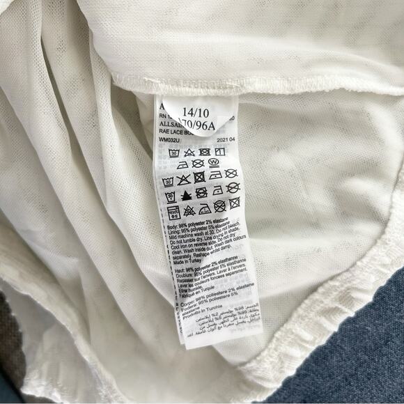 NWT AllSaints Rae Lace Bodysuit Herringbone Mesh Back Zip Thong Size 10 - Picture 5 of 9